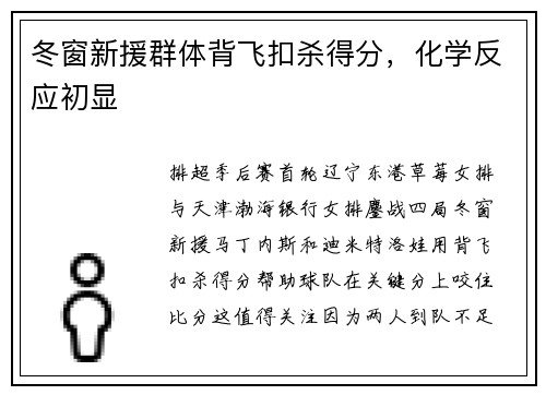 冬窗新援群体背飞扣杀得分，化学反应初显